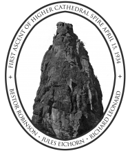 Commemorative Higher Cathedral Spire first-ascent emblem, April 15, 1934